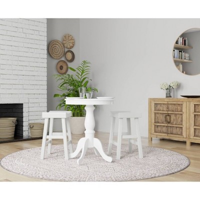 White Round Wood Transitional Counter Height Bar Table