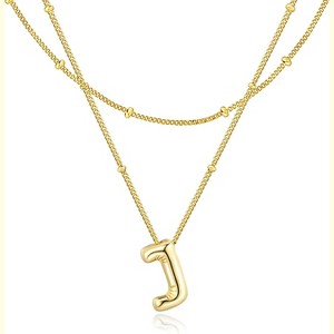 Bubble Initial Necklace 14K Gold Plated Personalized Letter A-Z Jewelry - 1 of 4