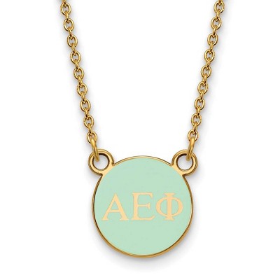 Black Bow Jewelry 14k Yellow Gold Plated Sterling Silver Alpha Epsilon Phi Greek Life Necklace 18 Inch