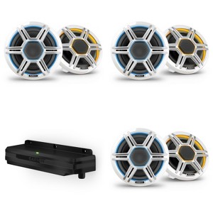 Garmin Fusion 3 Pairs Apollo AP-FL65SPW 6.5" LED Marine Speakers Sport Grills, White, Pair with Garmin Spectra LC302 3-Zone LED lighting Controller... - 1 of 4