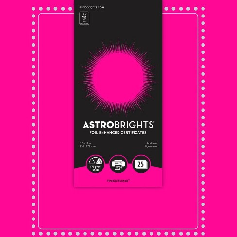 Astrobrights Foil Certificate Pink 65c Silver Foil Frame 8 12 X 11 Inches