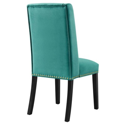 Elegant Teal Velvet Upholstered Side Chair with Nailhead Trim