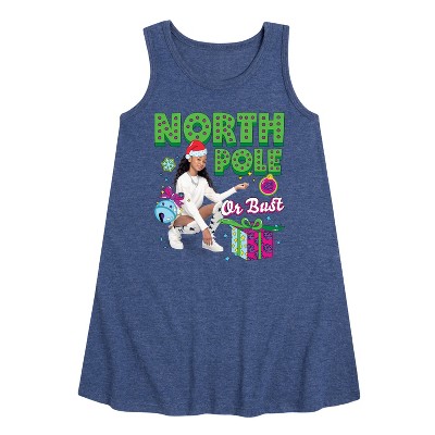 - Nickelodeon - North Pole Or Bust Graphic Sleeveless Aline Dress