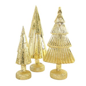 Christmas 13.5" Metallic Trees Translucent Set Of 3 One Hundred 80 Degree  -  Decorative Sculptures - 1 of 3