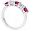 Pompeii3 1 1/2ct Ruby & Diamond Wedding Ring 14K White Gold Five Stone - 3 of 4