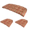 Northlight 3-Piece Wicker Furniture Cushion Set, Red and Green Stripe - 2 of 3