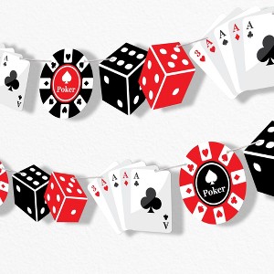 Big Dot of Happiness Casino Theme Garland Banner, Las Vegas Party Decorations, Casino Night Party, 30 Feet of Cord, 15 Double-Sided Cards, Dice, Poker - 1 of 4