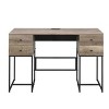 Vynxaria Rustic Oak Black Desk USB Charging Port Rustic-Chic Writing Table for Home Office - 2 of 4