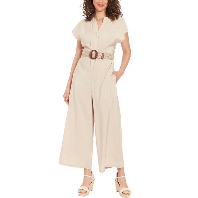 EG PRO Women Jumpsuit Belted Wide Leg Light Beige 2