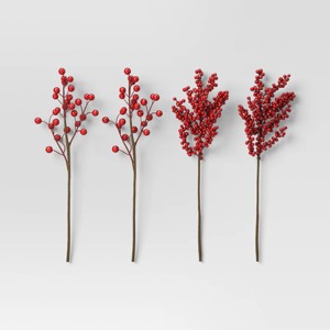 4pc Christmas Pick Set Red Berries - Wondershop™ - 1 of 4