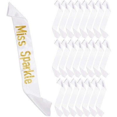 Sparkle and Bash 24 Pack White Blank DIY Satin Sashes, Plain Sash for Pageants & Bachelorette Party Prom, 4x33"