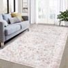 Coucheta Vintage Washable Area Rug, Low Pile Carpet, Non-Slip Rubber Backing, Soft Distressed Flower Accent Rug for Living Room, Bedroom, Office - 3 of 4