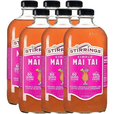 Stirrings Simple Mai Tai Cocktail Mix 750ml Bottles - Real Juice No Preservatives - 60 Calories - Drink Mixer