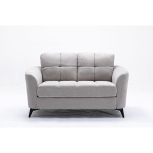 TiramisuBest 45" Dark Gray Loveseat with Solid Wood Frame, Espresso Arms, Full Foam Cushion for Living Room and Bedroom - 1 of 4