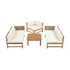Christopher Knight Home Dorell Outdoor Acacia Wood and Wicker 5 Seater Sectional Sofa Set with Water-Resistant Cushions - 4 of 4