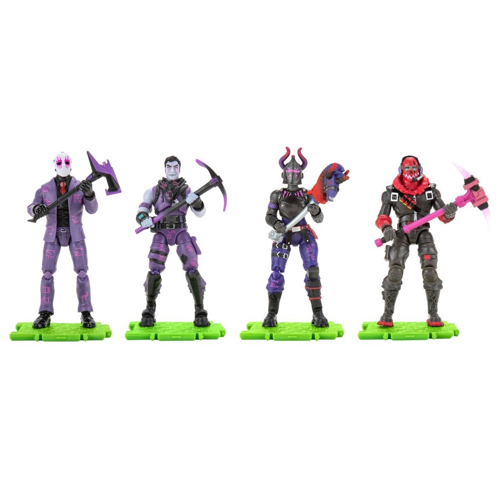 Fortnite Dark Red Knight  Dark WIld Card  Dark Jonesy & Raptor (Glow) Action Figure 4-Pack