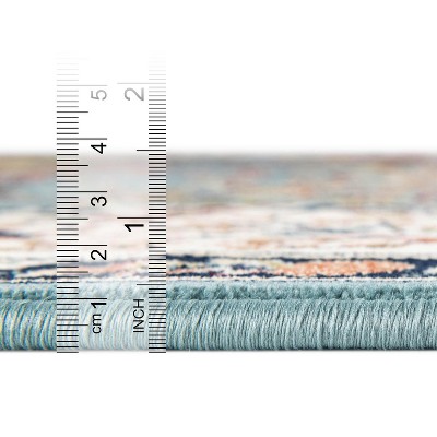 Blue Rectangular 10' x 14' Synthetic Persian-Style Area Rug