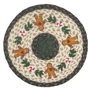 Earth Rugs Holiday Round Placemat – Gingerbread Man Print 15” - 1 of 3