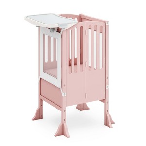 Guidecraft Contemporary Kitchen Helper Toddler Tower and Mealtime and Play Tray Bundle: Folding and Adjustable Kids Step Stool - 1 of 4
