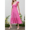 August Sky Women's Ruched Layered Ruffle Sleeve Midi Dress - 3 of 4
