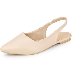 Allegra K Women's Faux Leather Pointed Toe Slip-On Slingback Flat Pumps - 1 of 4