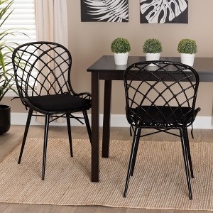 bali & pari Sabelle Modern Bohemian Rattan and Metal Dining Chair Set - 1 of 4