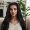 Unique Bargains Women's Straight Long Hair Wig 13x4in 180 Real Human Hair Black - 2 of 4