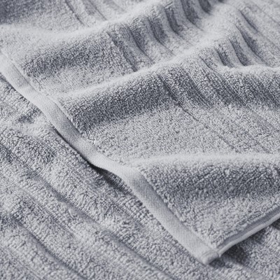 Light Grey Combed Cotton Ribbed Hand Towel Set (Pack of 6)