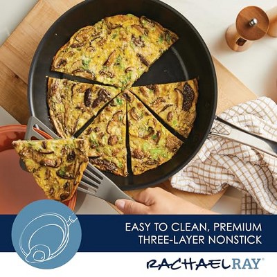 12.5-Inch Black Aluminum Nonstick Frying Pan with Ceramic Coating
