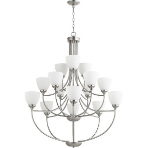 Quorum Lighting Enclave 15-Light Chandelier, Satin Nickel, 38.5 Width, 44 Height, Glass Material - 1 of 1