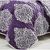 Home Mart Goods Queen Size 3 Piece Purple White Damask Reversible Quilt Coverlet Bedspread Bedding Set - 3 of 3
