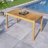 Coolbibila 54'' Modern Teak Finish Wood Slat Outdoor Dining Table,Rustic Rectangle Solid Wood Patio Dining Table For 4,Kitchen Dining Table - image 2 of 4