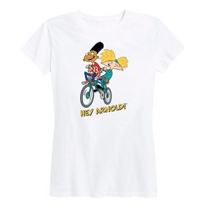 Women's - Hey Arnold! - Arnold and Gerald Bike Short Sleeve Graphic T-Shirt - 1 of 4