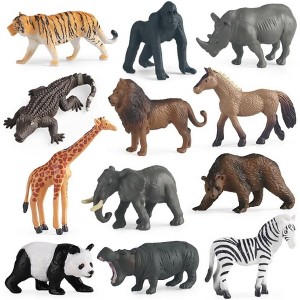 12-Piece Mini Safari Animal Figurine Set, Realistic African Wildlife Educational Toys & Cake Toppers for Kids - 1 of 1