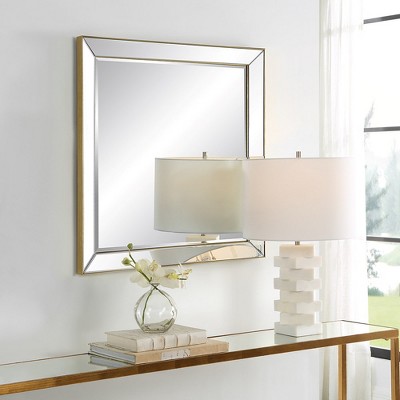 Lytton 28" Gold Square Wood Transitional Mirror