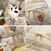Cute Backpack with Cute Pin Accessories Plush Pendant for School Bag Student Girl Backpack Super-Capacity Waterproof Travel Backpack(Beige) - 4 of 4
