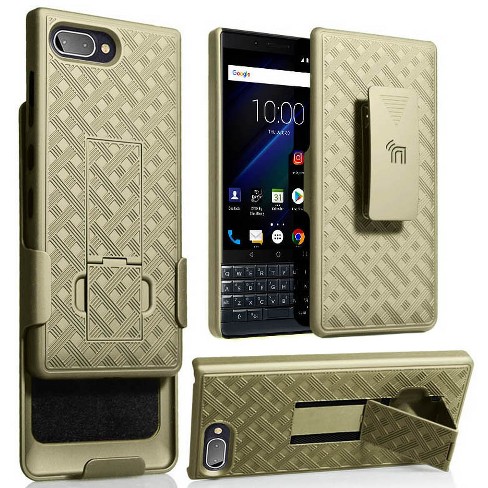 Nakedcellphone Case with Stand and Belt Clip Holster for BlackBerry Key2 LE  - Gold