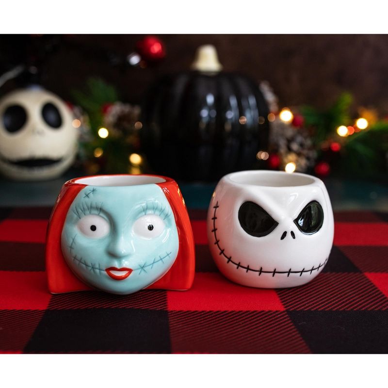 Silver Buffalo Disney The Nightmare Before Christmas Jack & Sally Sculpted Mini Mugs | Set of 2, 3 of 8
