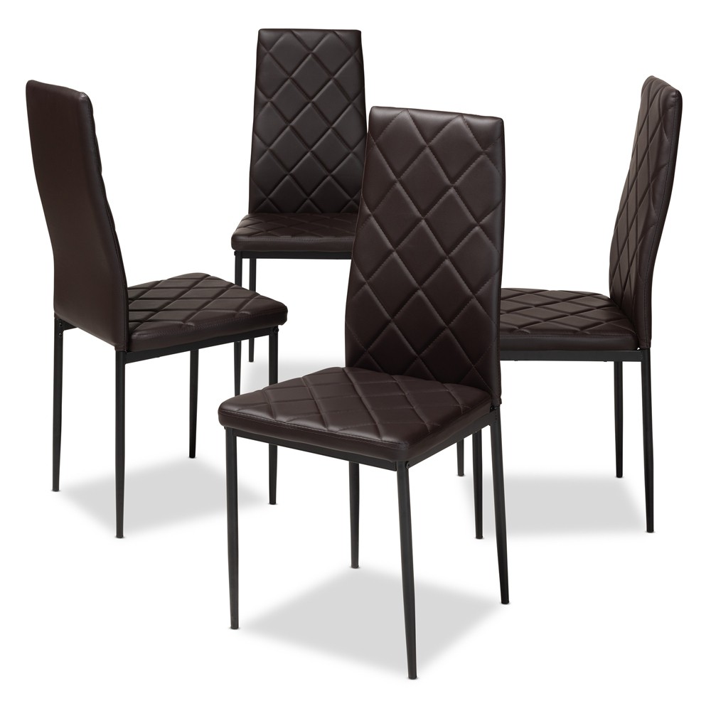 Photos - Chair Set of 4 Blaise Modern and Contemporary Faux Leather Upholstered Dining Ch