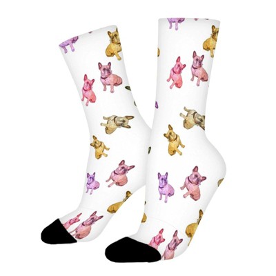 Colorful Pitbull Women Printed Crew Socks Funny Funky Socks Soft Polyester Novelty Gifts for Artists Men