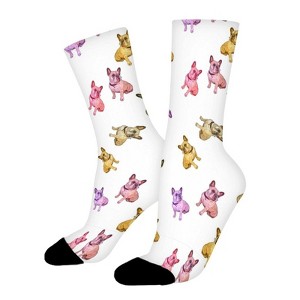 Colorful Pitbull Women Printed Crew Socks Funny Funky Socks Soft Polyester Novelty Gifts for Artists Men - 1 of 1