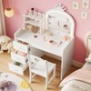 Kids Vanity Desk with Mirror and Lights,  Princess Wooden Makeup Vanity with Chair, Storage Shelves and Drawers, 2-in-1 Girls Dressing Table - 2 of 4