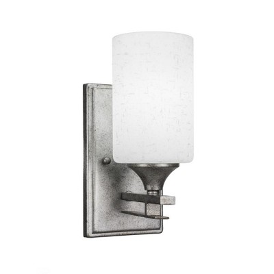 Toltec Lighting Uptowne 1 - Light Sconce in  Aged Silver with 4" White Muslin Shade