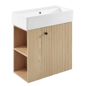 Vynxaria 21.6" Modern Floating Bathroom Vanities Vanity with Ceramic Basin & Left Side Storage 26.4"H - 1 of 4