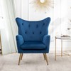 Roundhill Furniture Sovarol Velvet Button-Tufted Wing Back Accent Chair, Blue - 3 of 4