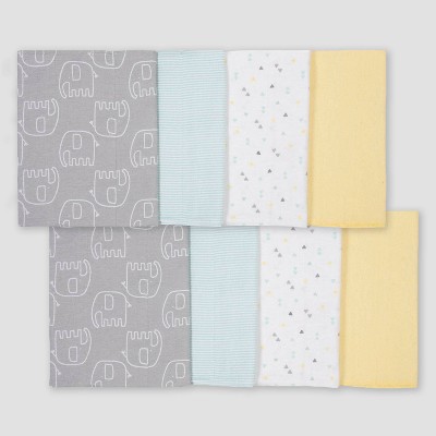Gerber Baby 8pk Elephant Burpcloth - Yellow/White/Gray