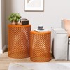 Naysaye Patio End Tables Set of 2 Round Metal Mesh Design End Tables for Patio Deck Garden Poolside, Orange, 14.5"*14.5"*19.25" - 4 of 4