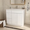 DOMETOUR 36 in. W x 21 in. D x 34.5 in. H in Shaker White Plywood Ready to Assemble Floor Vanity Sink Base Kitchen Cabinet with Left Door - 2 of 4