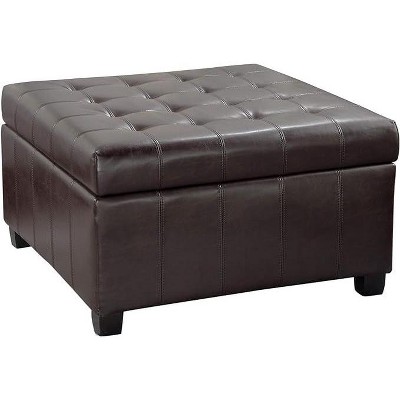 NicBex Storage Ottoman Bench for Bedroom,31 Inch Square Storage Bench with Leather Fabric,Ottoman for Living Room,Bedroom,Entryway,Brown