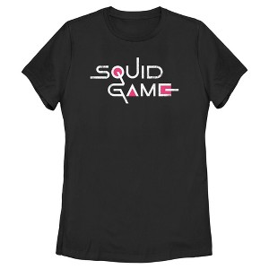 Women's Squid Game Distressed Logo Black T-Shirt - 1 of 4
